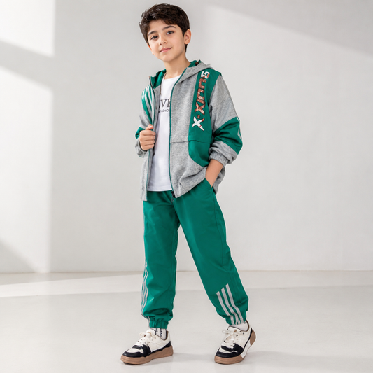 AO0512-24 طقم سبورت قطني مع ستان ( جكيت + بنطلون)