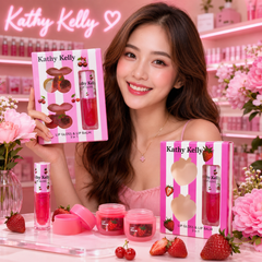 مجموعة العناية بالشفاه 3 في 1 من (Kathy Kelly) 2lip balm + lip gloss . Cos120526-17